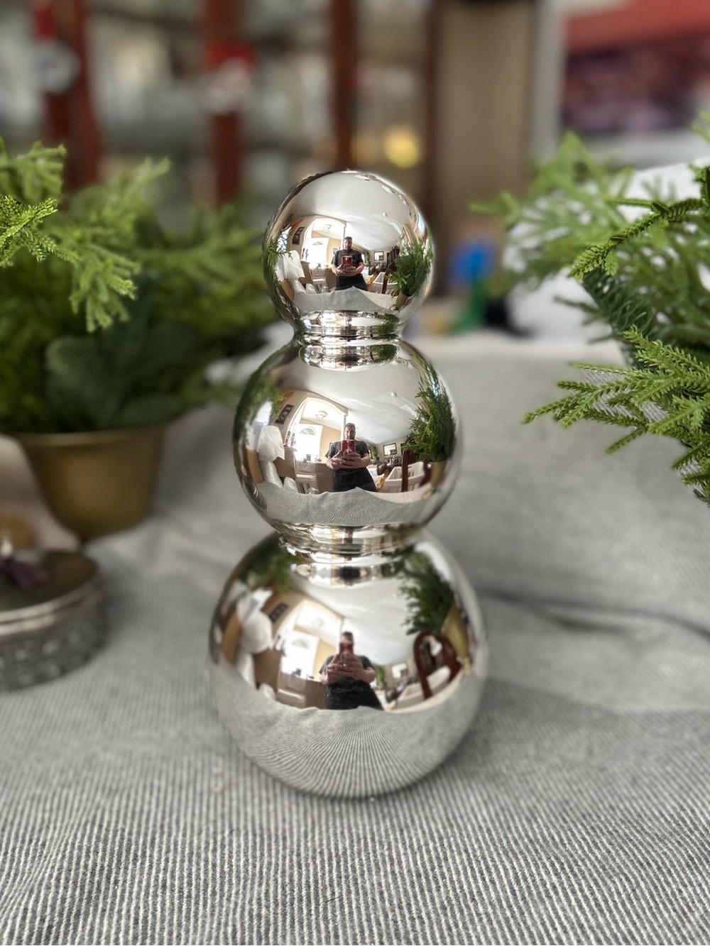 CB2 Glass Snowman Silver Large *NEW